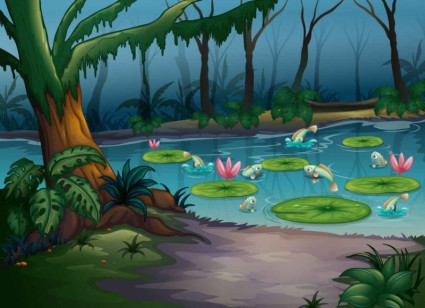 Cartoon Natural Landscape Vector Backgrounds