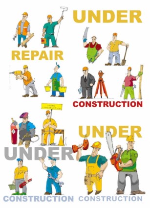 desenhos animados de trabalhadores e ferramentas vetoriais