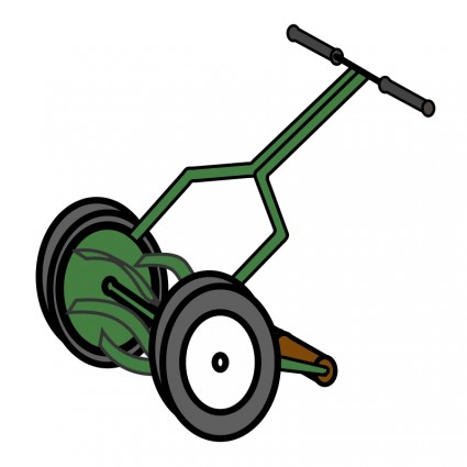 漫画のプッシュ リールの芝刈機