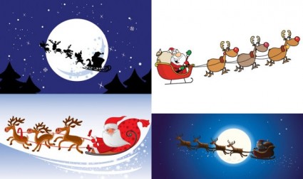 cartone animato Babbo Natale e il vettore di alce