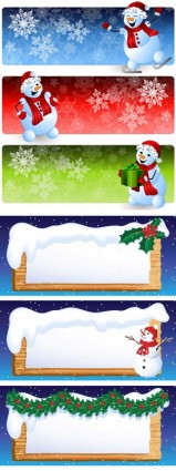 vetor de banner de boneco de neve de desenhos animados