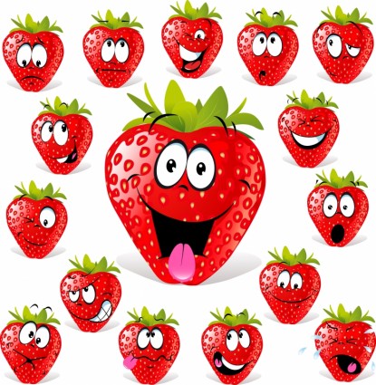vecteur d'expression aux fraises de dessin animé