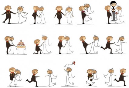 éléments de mariage cartoonstyle vector