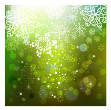 kaskadierende Schneeflocken auf grünem Hintergrund