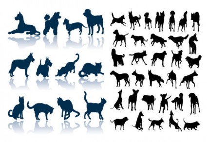 vector silueta de perros y gatos