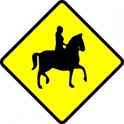 Vorsicht Pferd Ridder überqueren ClipArt