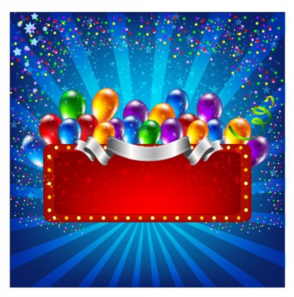 Plakatwand mit bunten Luftballons zu feiern