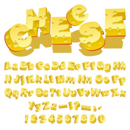 formaggio lettere creative vettoriale