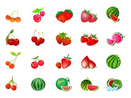 Kirsche Erdbeer-Wassermelone-Vektor