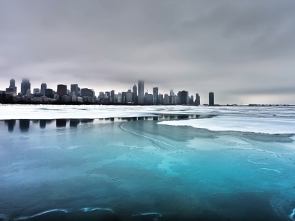 mundo de cidade de papel de parede de Inverno de Chicago