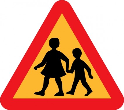 Child And Parent Crossing Road Sign Clip Art