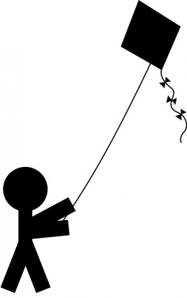儿童与风筝剪影