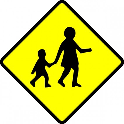 Kinder überqueren Vorsicht ClipArt