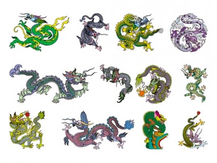 8 つの古典の中国のドラゴン ベクトル