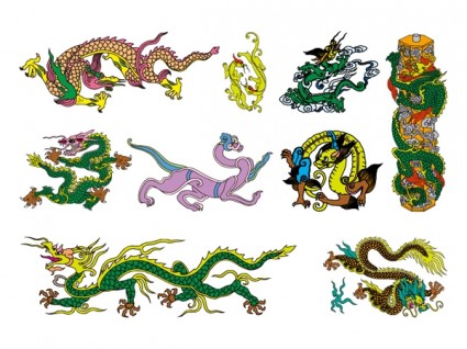 vecteur de dragon classique chinois des sept