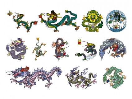 六つの古典の中国のドラゴン ベクトル