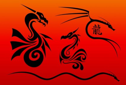vectores de dragones chinos
