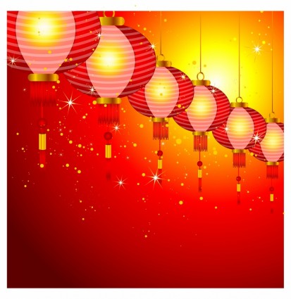 Chinese New Year Background Design With Lanterns
