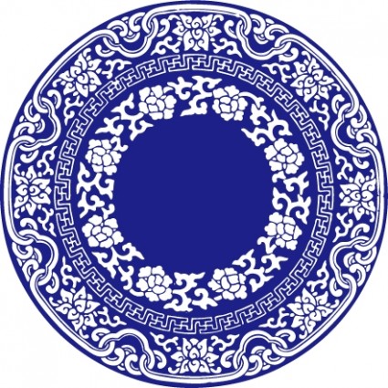 Chinês estilo clipart azul e branco