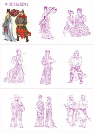 中国の伝統的な服のベクトル