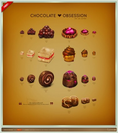 icona di cioccolato ossessione set di icone