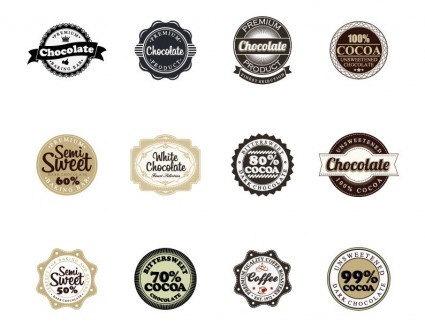 emblemas de chocolate vector
