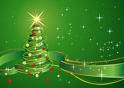 خلفية عيد الميلاد مع الشريط الأخضر ونجم