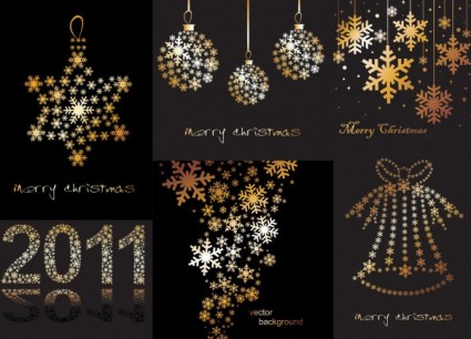 Christmas Decorations Snowflakes Composed Of Vector