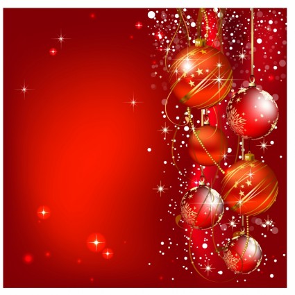 felicitación de Navidad con bolas rojas