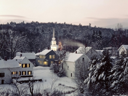 Weihnachten in New England Tapete Winternatur