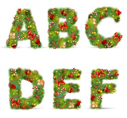 Christmas Ornaments Composed Of Letters Vector