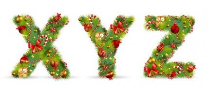 đồ trang trí Giáng sinh bao gồm các chữ cái vector