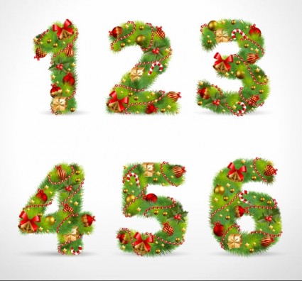 圣诞饰品组成的数字矢量