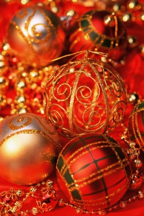 クリスマスの赤のゴールド ボールの解像度の画像