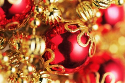 圣诞红黄金球清晰图片