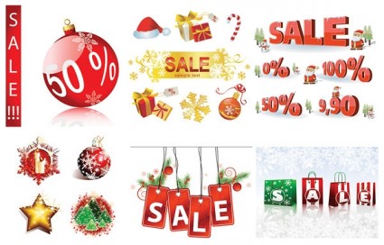 ventas de Navidad de último minuto en vector de elementos decorativos