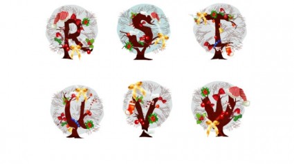 Christmas Tree Letters Vector