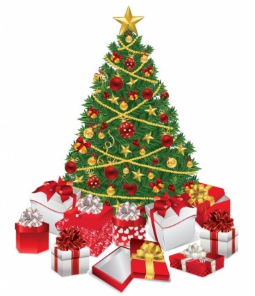 arbre de Noël avec les cadeaux vector illustration