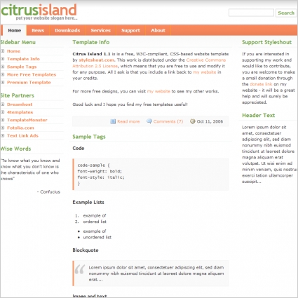 Citrus Island Template