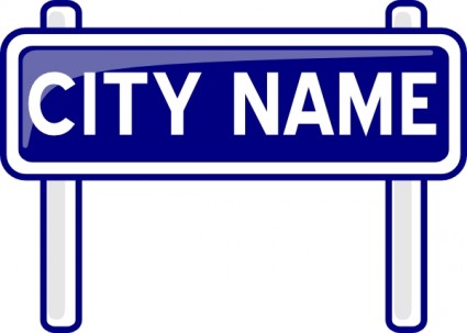 クリップアートの市名プレート道路標識を掲示します。