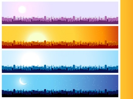 ville silhouette bannière vector background