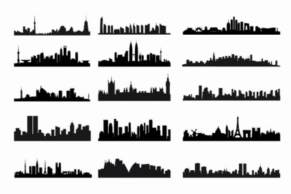 Stadt Skyline Landschaft Silhouette vektor festgelegt