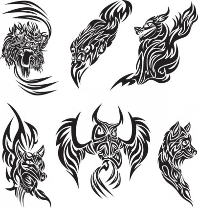 vector de patrones clásicos de tatuajes de animales