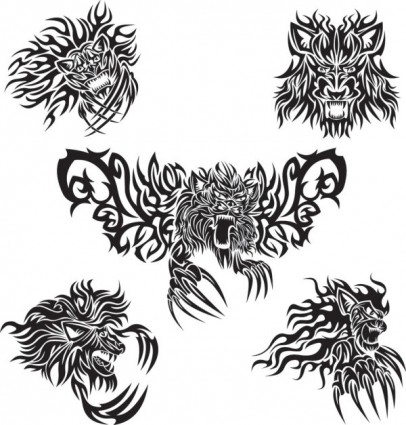 vector de patrones clásicos de tatuajes de animales