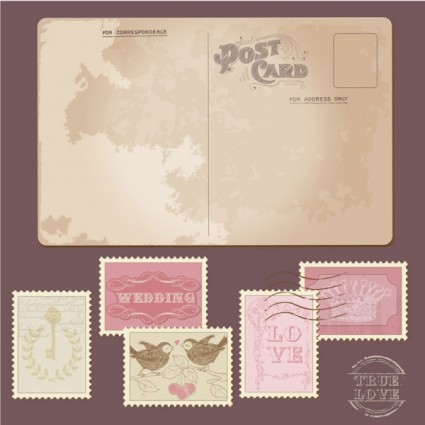 vetor clássico de postais e selos