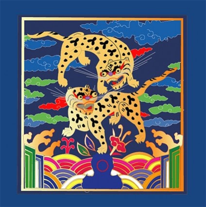 klassische chinesische glücklicher Tiger Karte Vektor