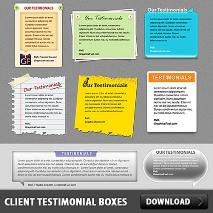 client testimonial scatole gratis psd