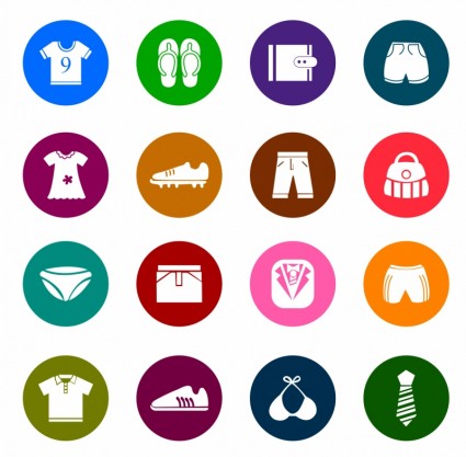 iconos de colores de ropa y accesorios