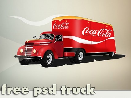 coca cola truk gratis psd