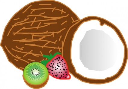 Kokosnüsse Kiwi Erdbeere ClipArt